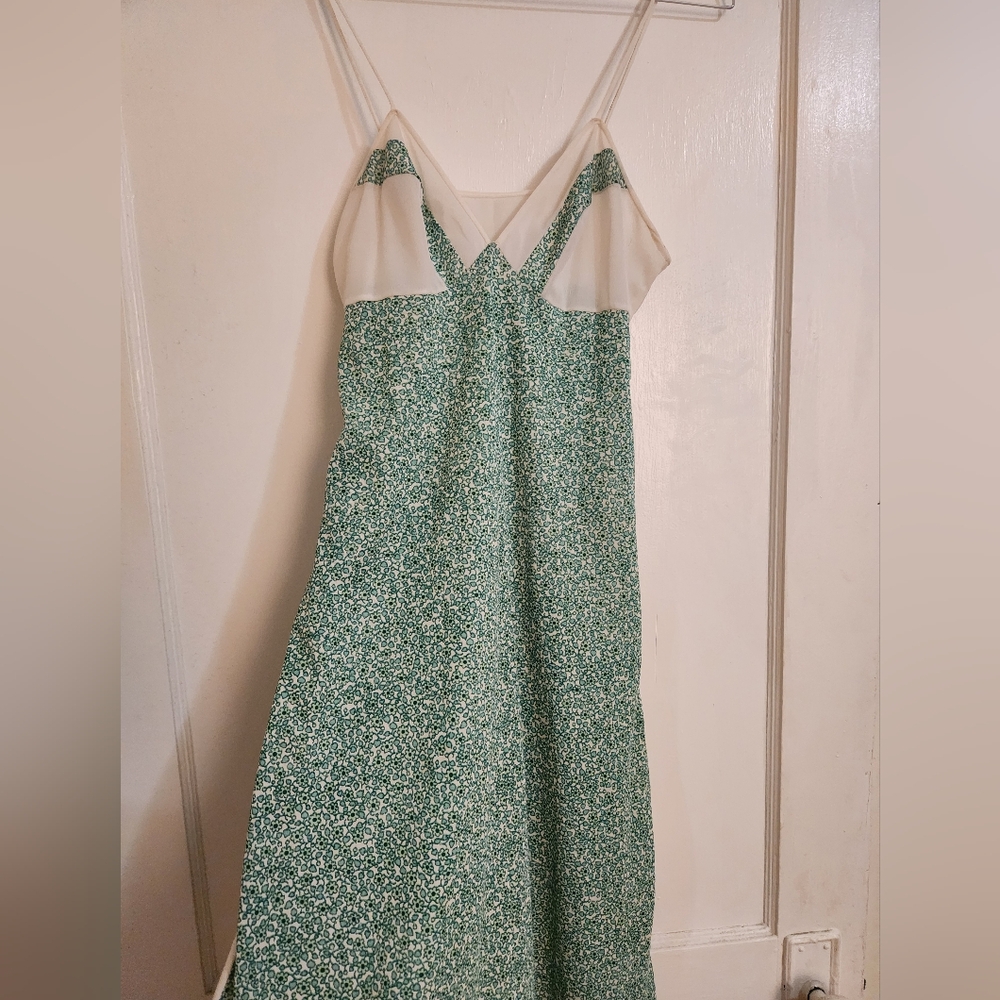 Vintage Floral Green and White Dress